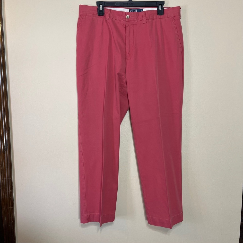 Polo Ralph Lauren Mens Chino Pants 36x30 Coral Pink Cotton Straight Leg